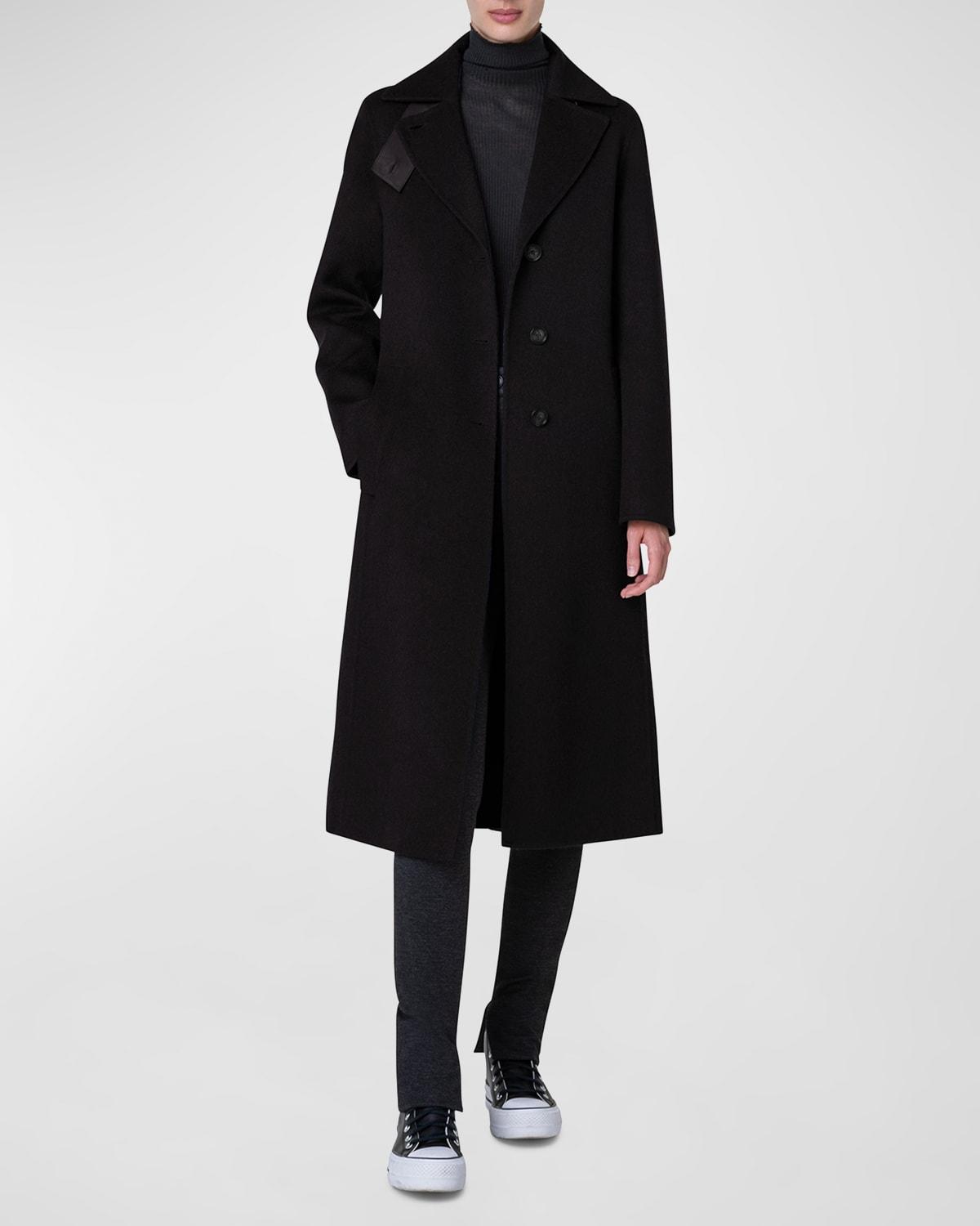 Leather Collar Cashmere Coat by AKRIS