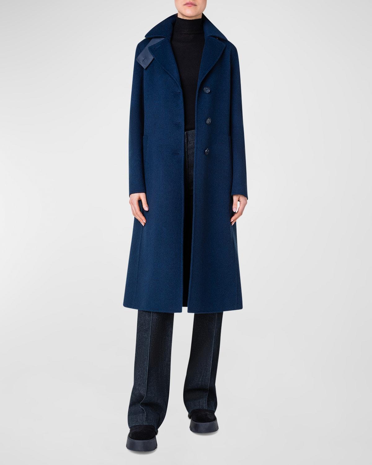 Leather Collar Cashmere Coat by AKRIS