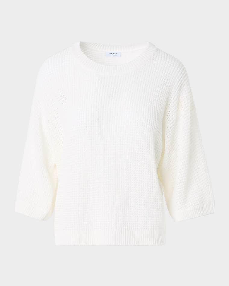 Linen & Cotton Knit Crewneck Sweater by AKRIS