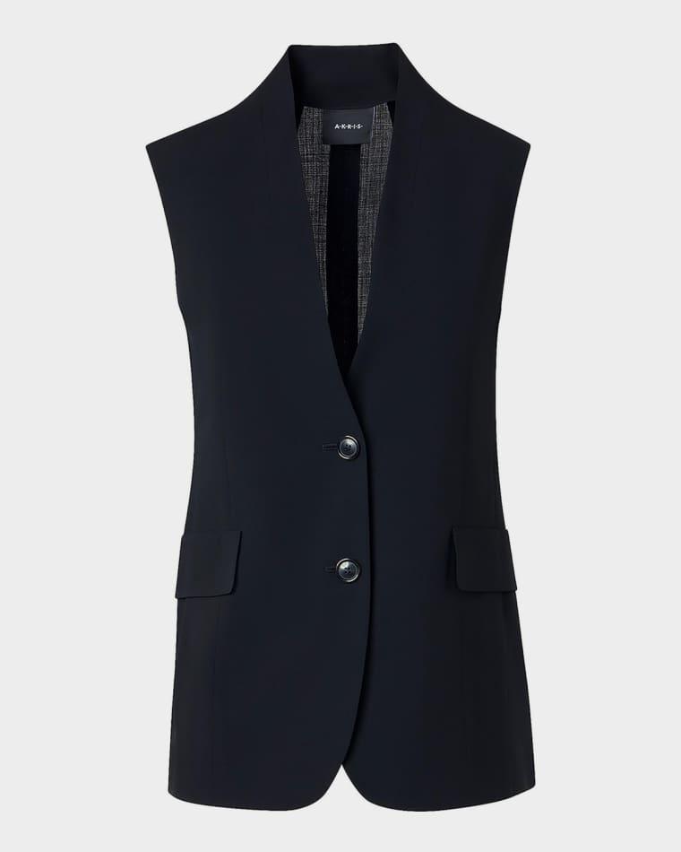 Martina Cool Wool Single-Breasted V-Neck Vest by AKRIS
