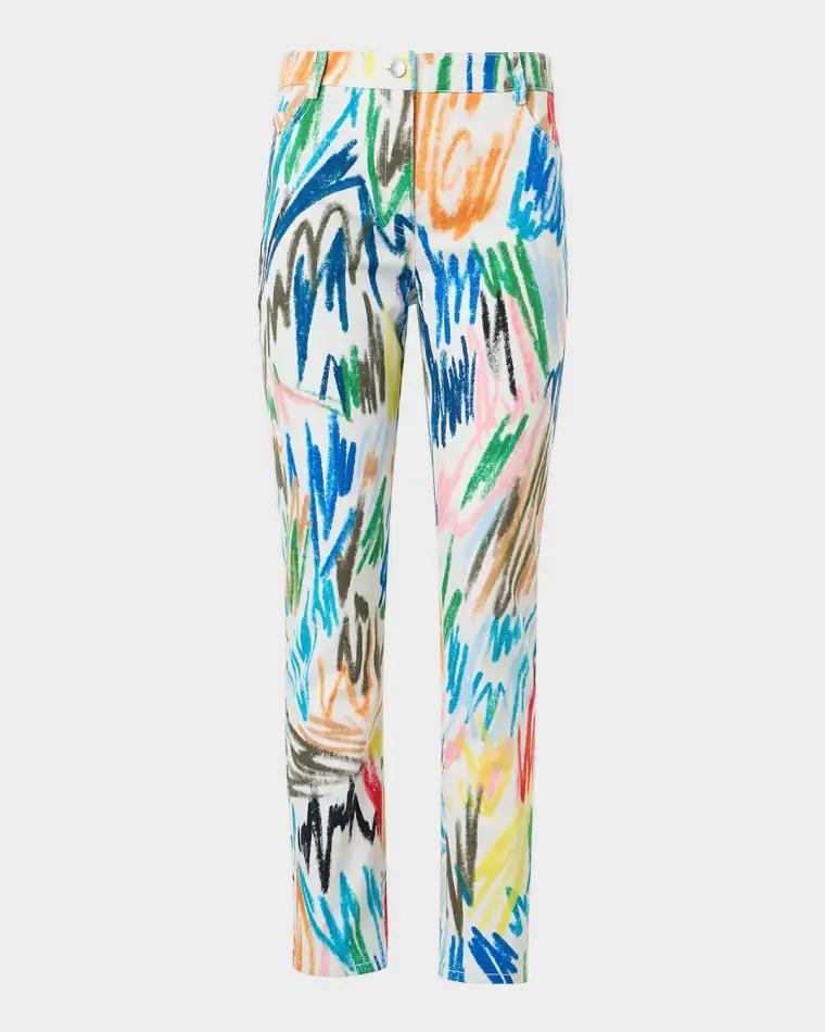 Maru Scribble-Print Cropped Slim-Fit Pants by AKRIS