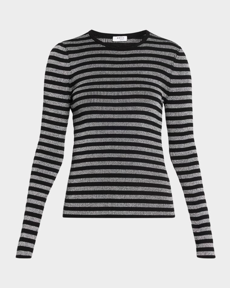 Metallic Striped Rib Knit Sweater by AKRIS
