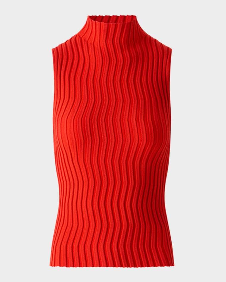 Mock-Neck Wave Knit Sleeveless Top by AKRIS