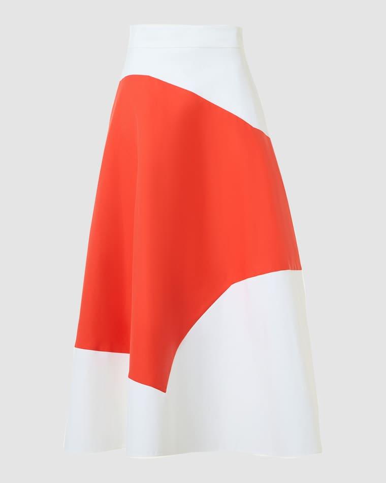 Patchwork Cotton Midi A-Line Skirt by AKRIS