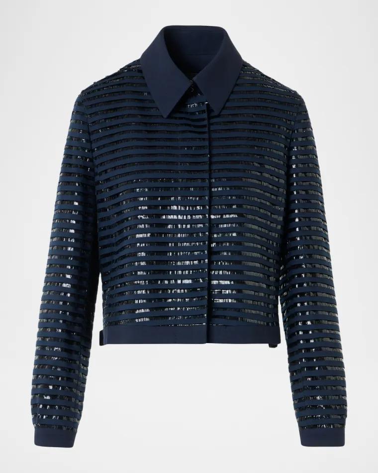Peer Metallic Fringed Single-Breasted Jacket by AKRIS