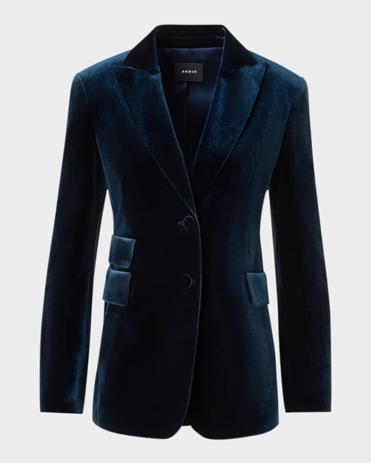 Percival Techno Velvet Stretch Single-Breasted Jacket by AKRIS