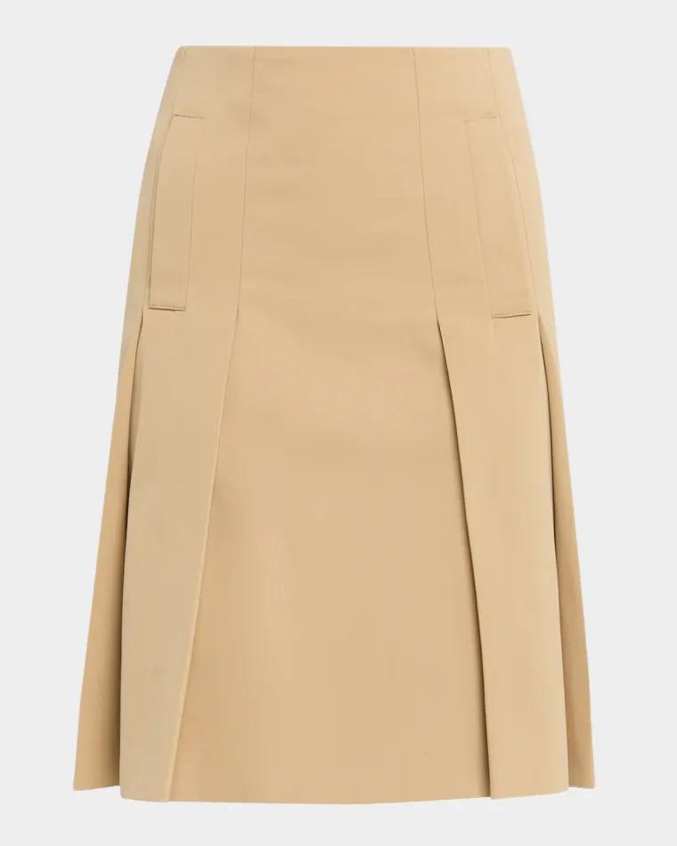 Pleated Cotton Quilt Skirt by AKRIS
