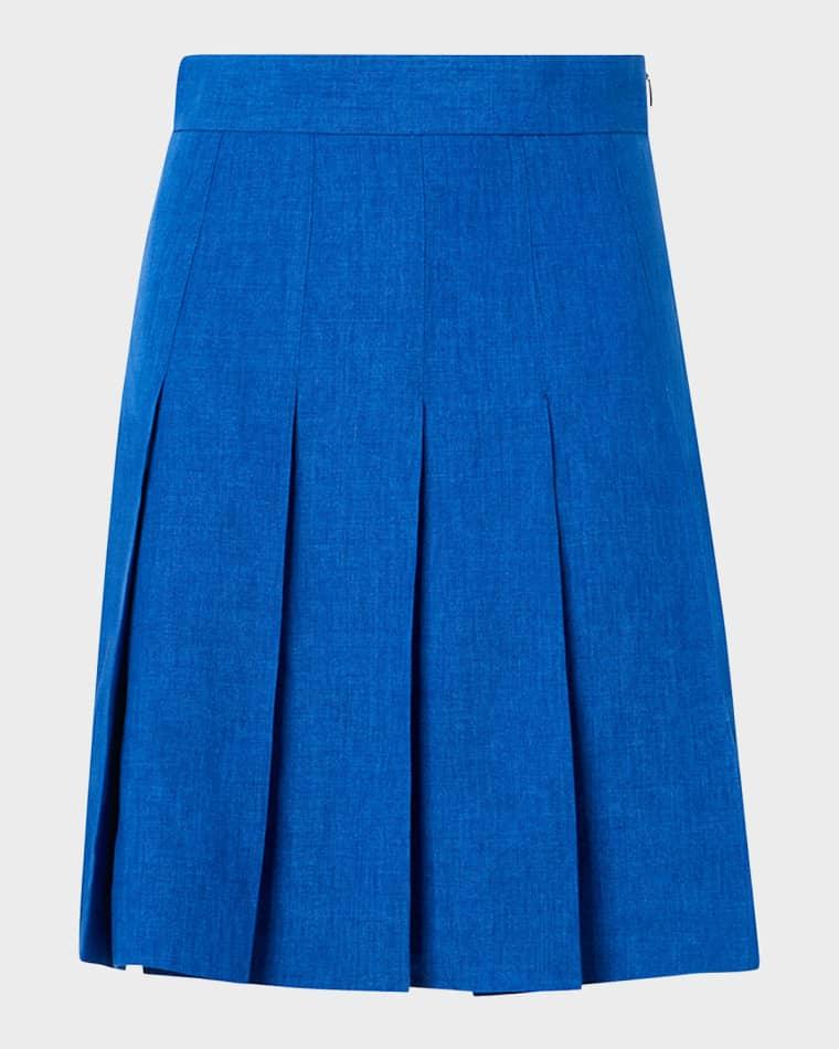 Pleated Linen Mini Skirt by AKRIS