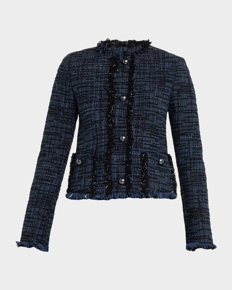 Raw Denim Tweed Single-Breasted Jacket by AKRIS