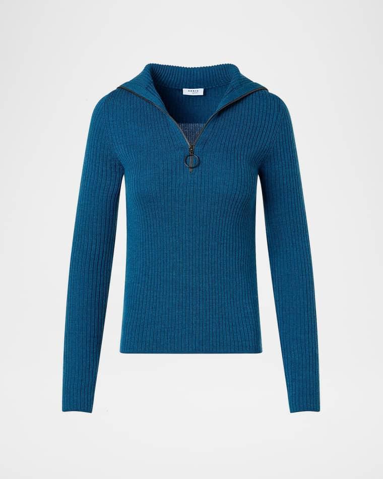 Rib Knit Quarter-Zip Sweater by AKRIS