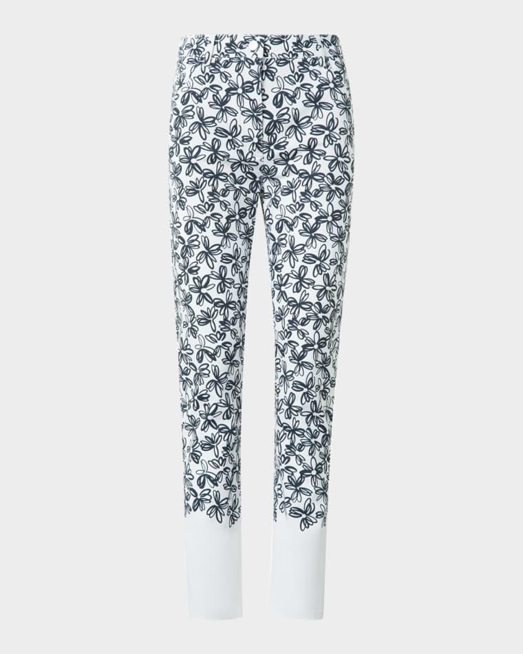 Scribble Daisy Print Skinny-Leg Ankle Jeans by AKRIS