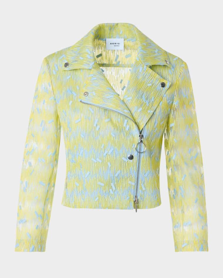 Scribble Dot Cropped Biker Jacket by AKRIS