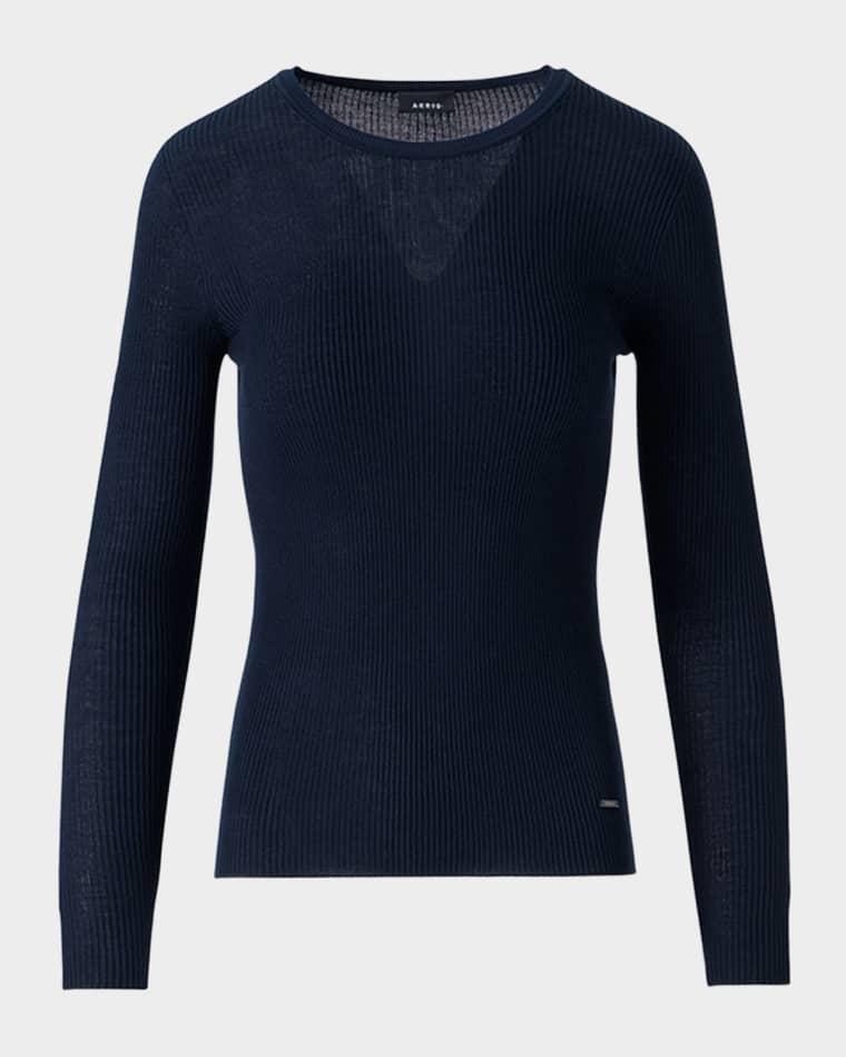 Seamless Rib Knit Fitted Sweater by AKRIS