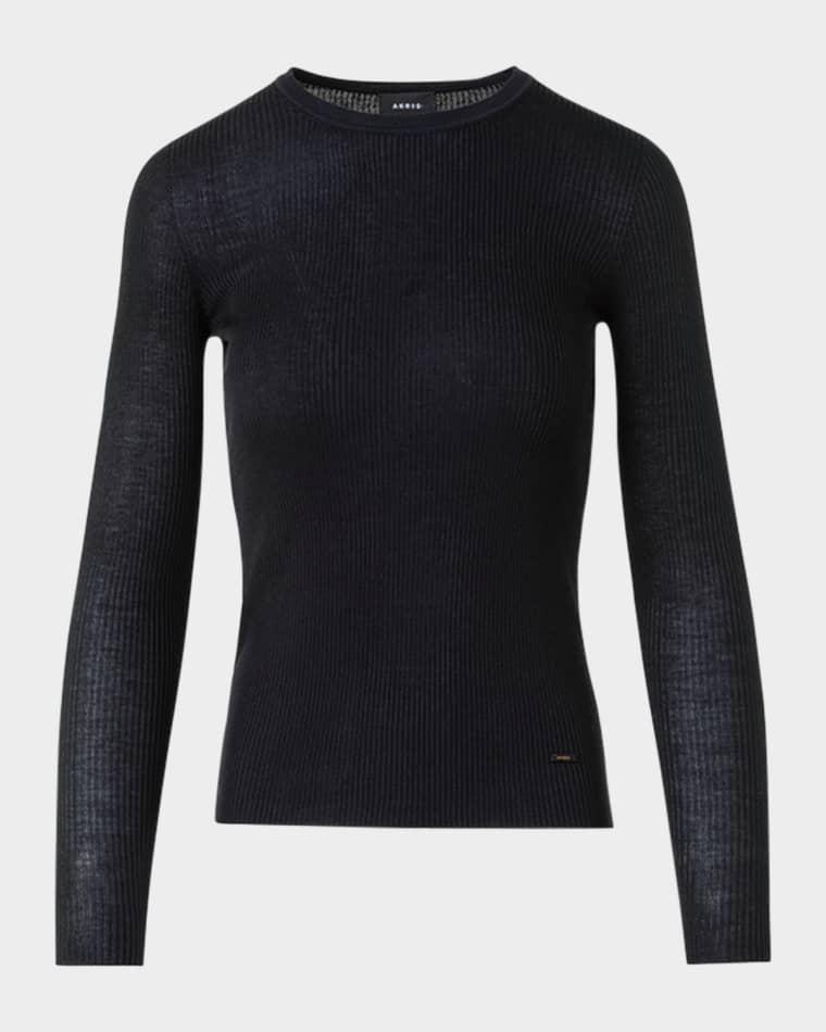 Seamless Rib Knit Fitted Sweater by AKRIS