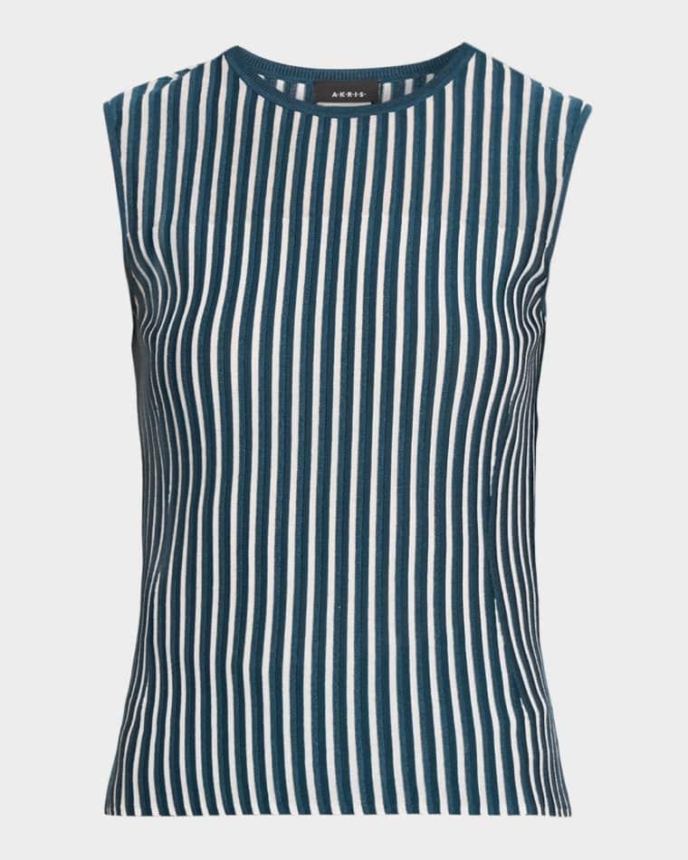 Silk-Blend Striped Rib Tank Top by AKRIS