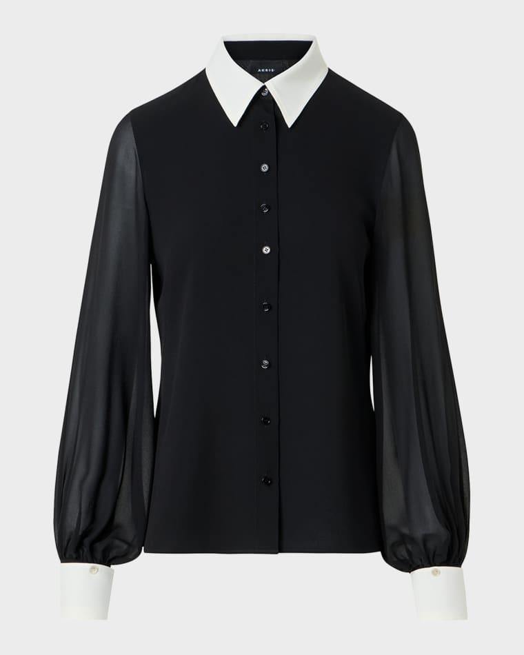 Silk Georgette Button-Down Blouse by AKRIS