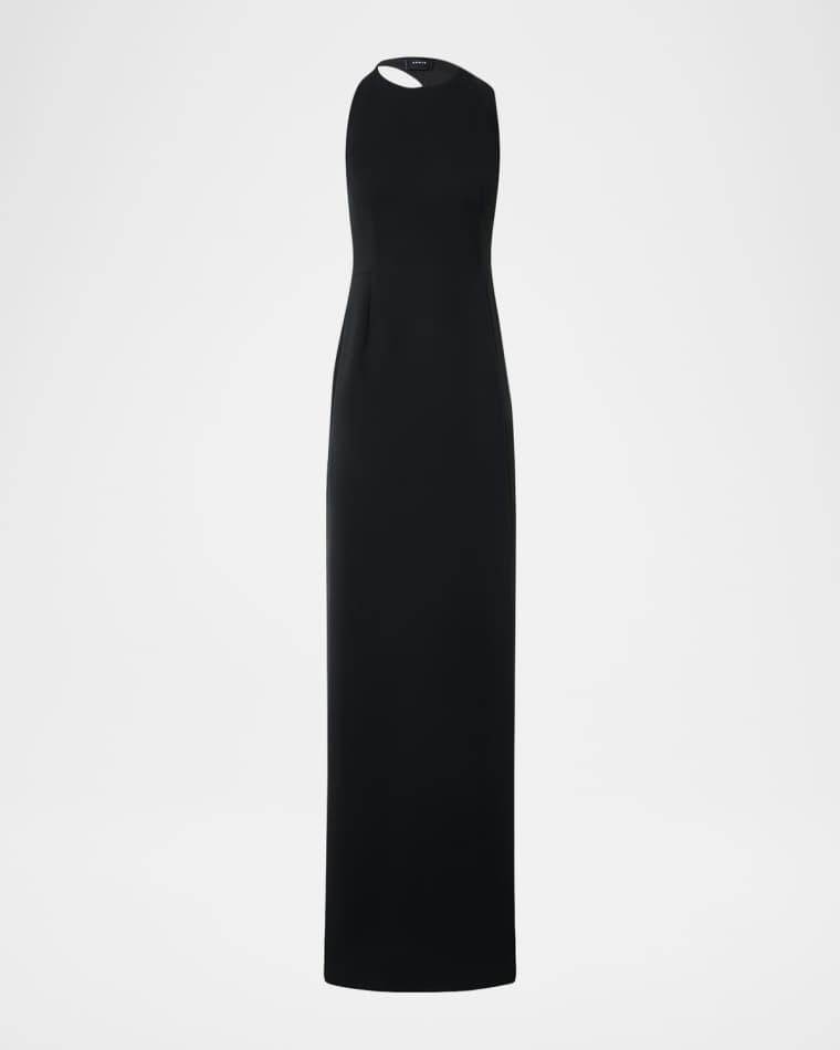 Sleeveless Back-Cutout Wool Slit Gown by AKRIS
