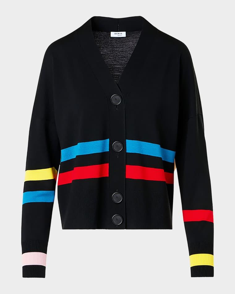 Striped Knit V-Neck Cardigan by AKRIS