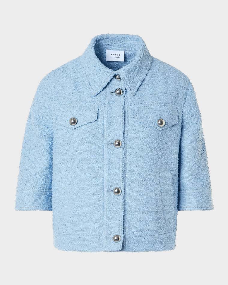 Summer Boucle Short-Sleeve Jean Jacket by AKRIS