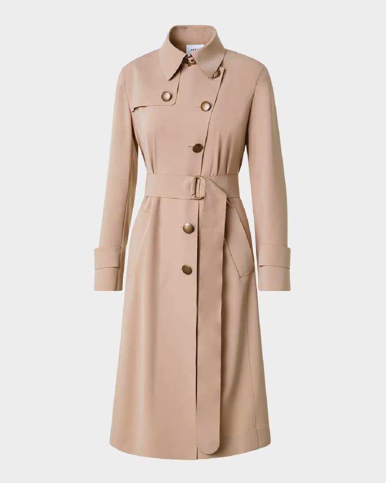 Techno Laser Cut Crepe Belted Trench Coat by AKRIS