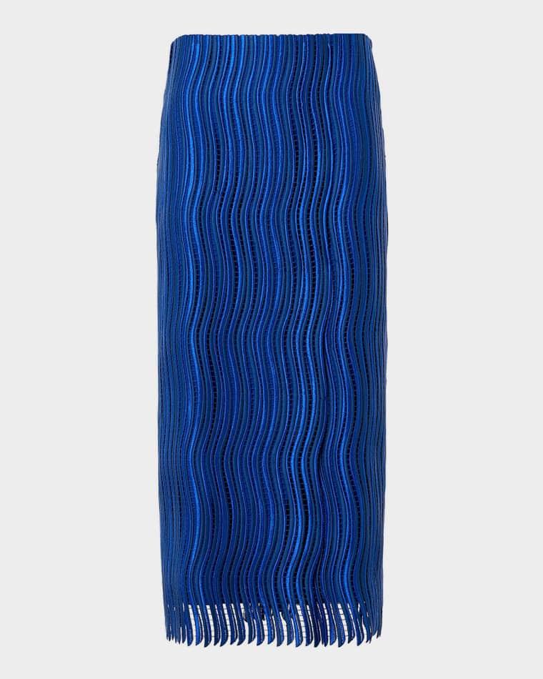 Techno Wave Guipure Lace Midi Skirt by AKRIS