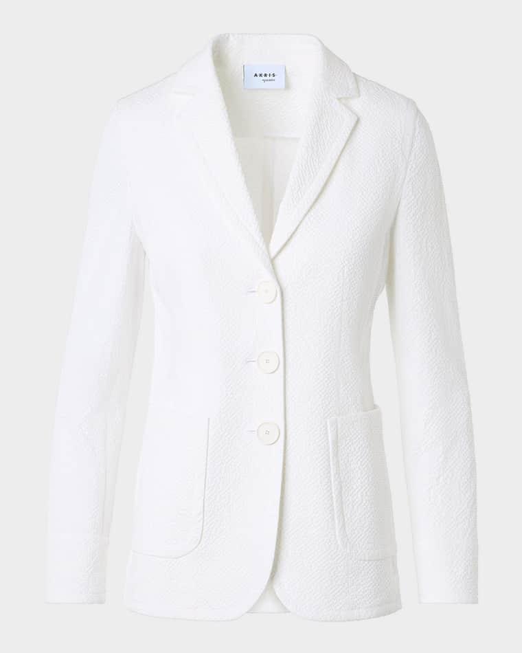 Textured Cotton Stretch Single-Breasted Jacket by AKRIS