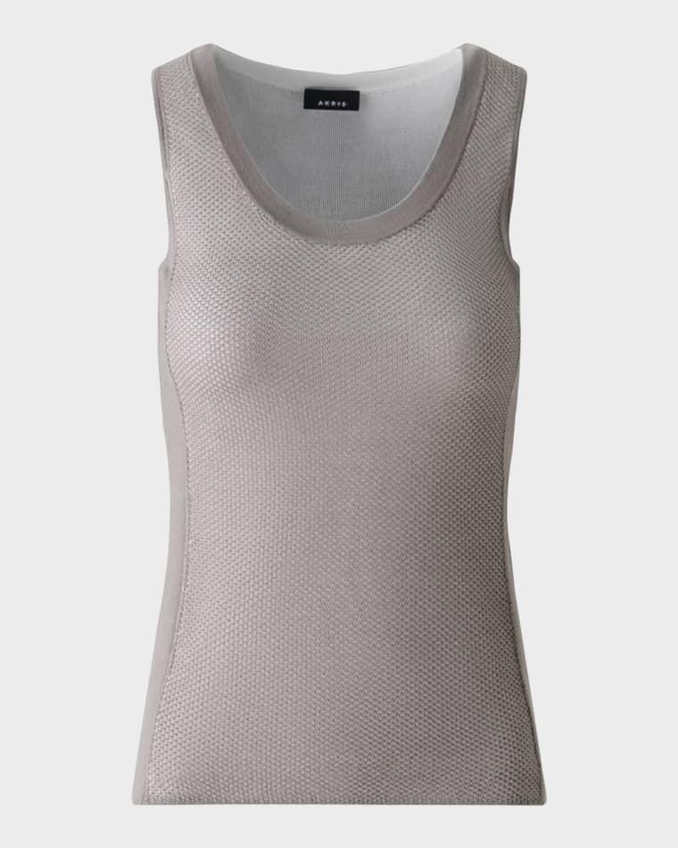 Two-Tone Grid Knit Tank Top by AKRIS