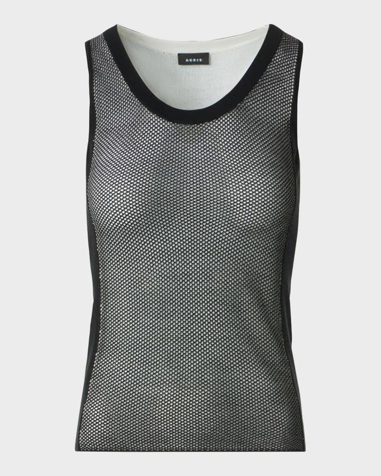 Two-Tone Grid Knit Tank Top by AKRIS