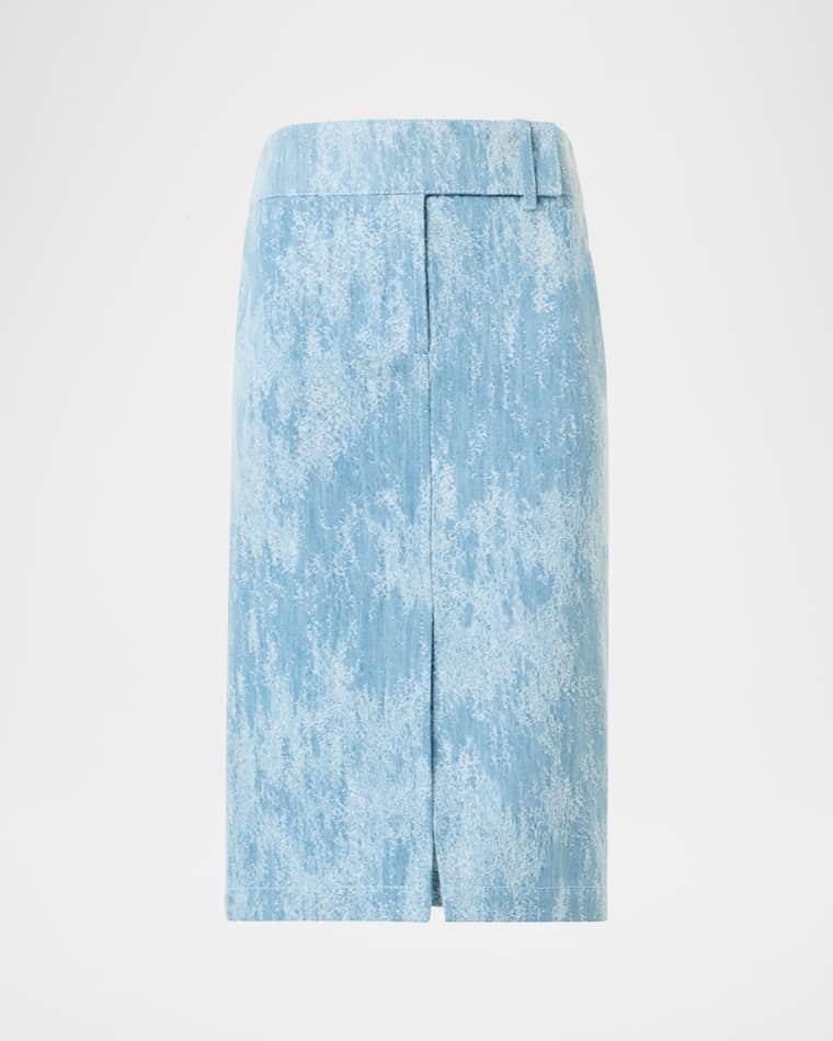 Washed Jacquard Denim Pencil Skirt by AKRIS