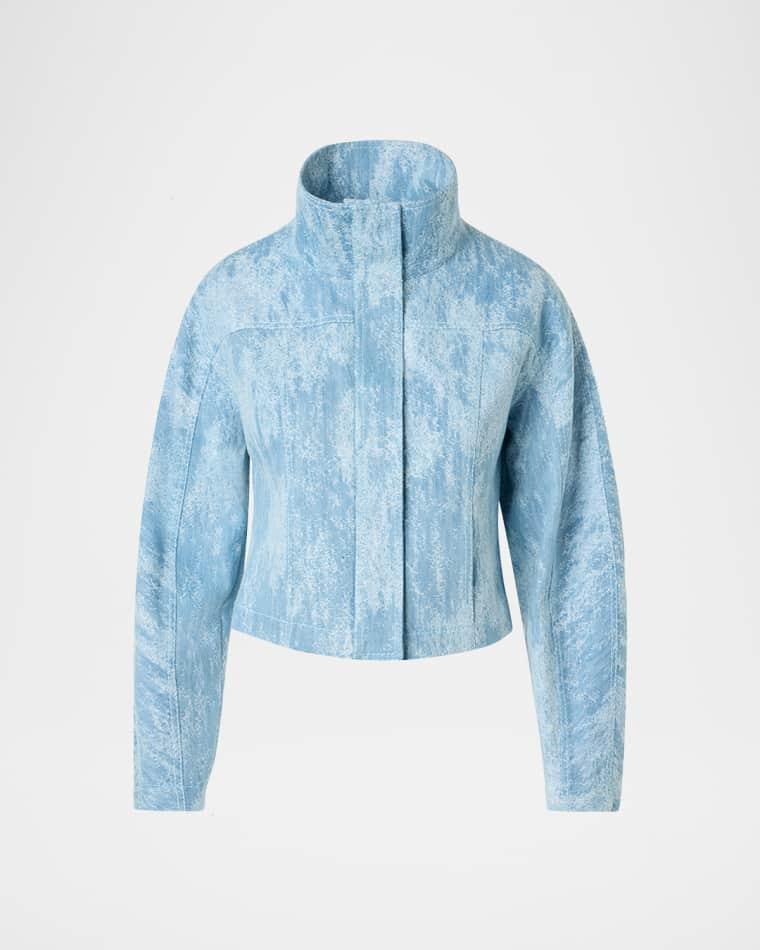 Washed Jacquard Denim Zip Jacket by AKRIS