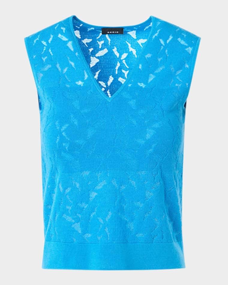 Whitecaps Knit V-Neck Vest by AKRIS