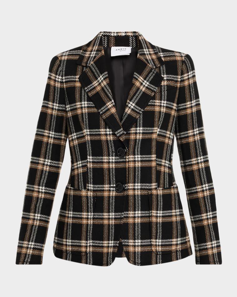 Wool Check Single-Breasted Jacket by AKRIS