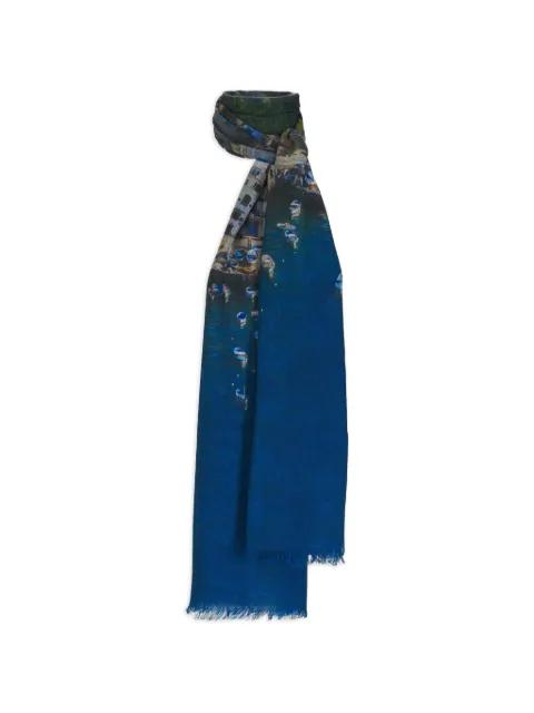 boat print fringed scarf by AKRIS