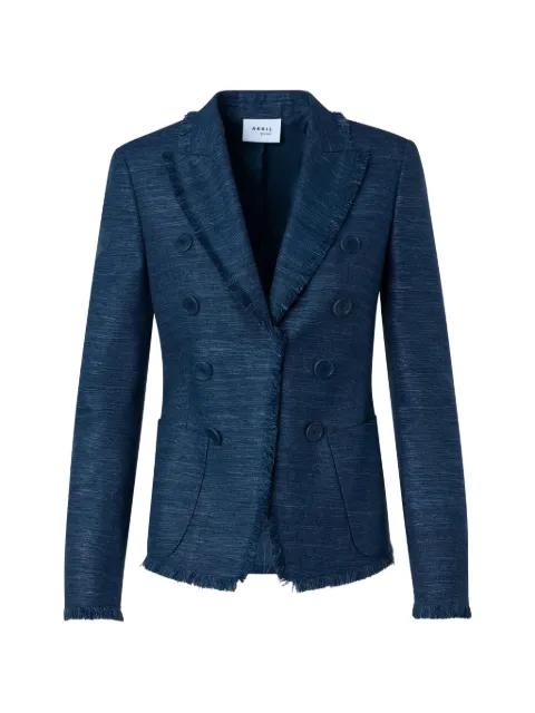 double-breasted frayed blazer by AKRIS