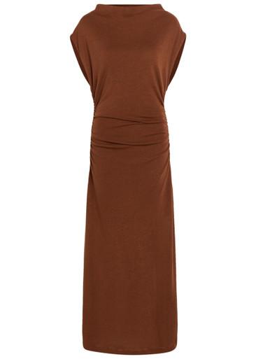 Ruched fine-knit midi dress by AKYN