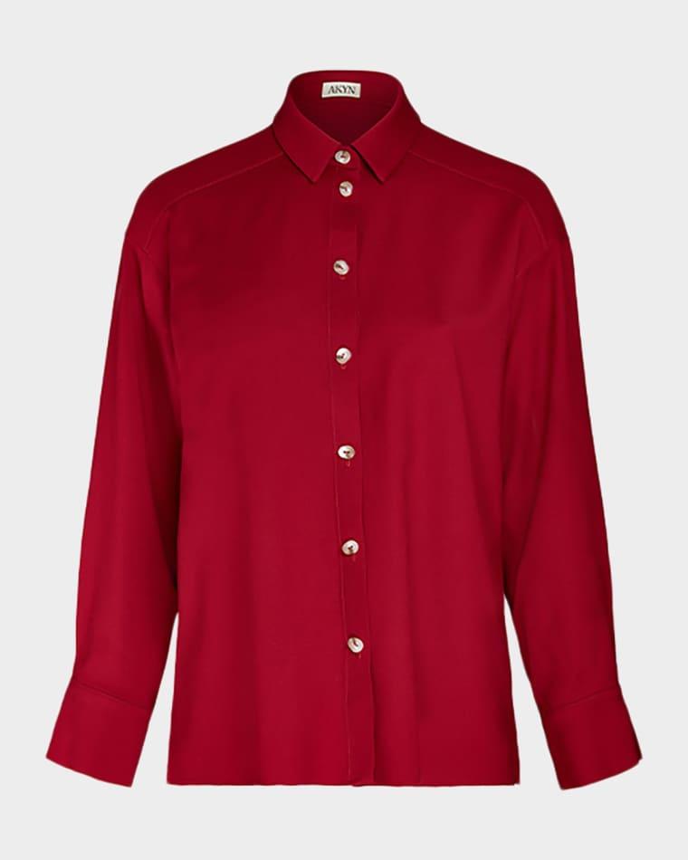 Robyn Long-Sleeve Wool Shirt by AKYN STUDIO