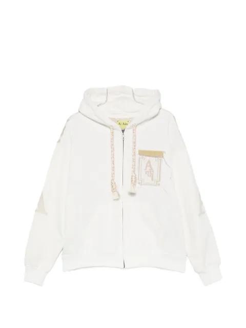 logo-patch zip-up hoodie by AL AIN