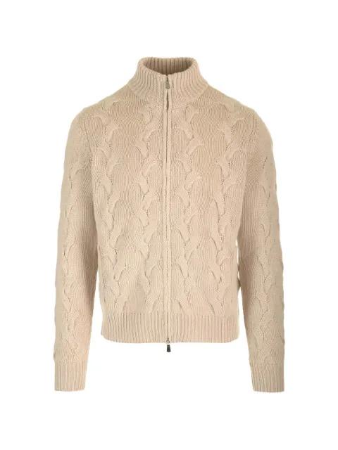 cable-knit zip-up cardigan by AL DUCA D'AOSTA 1902