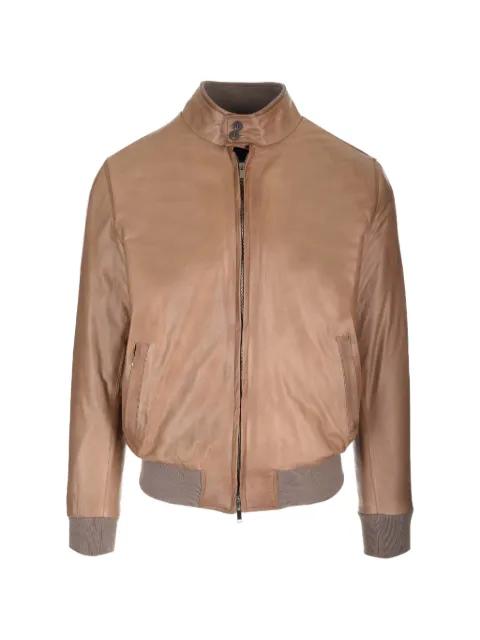 padded zip-up leather jacket by AL DUCA D'AOSTA 1902