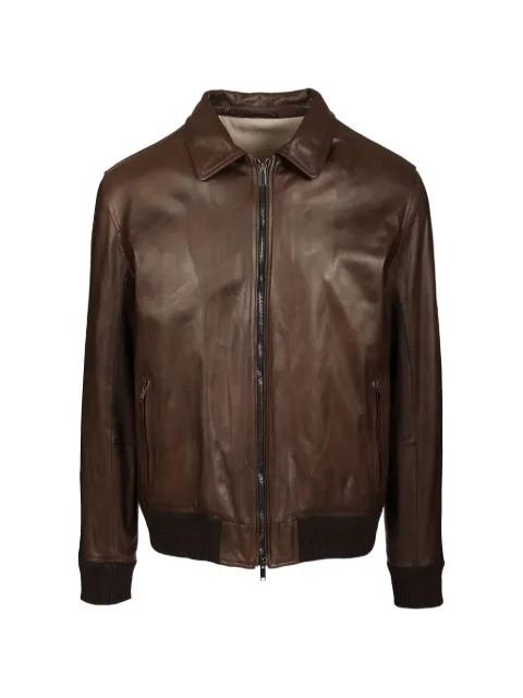 ribbed-trim leather jacket by AL DUCA D'AOSTA 1902