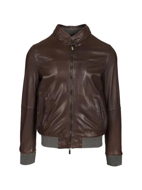 ribbed-trim leather jacket by AL DUCA D'AOSTA 1902