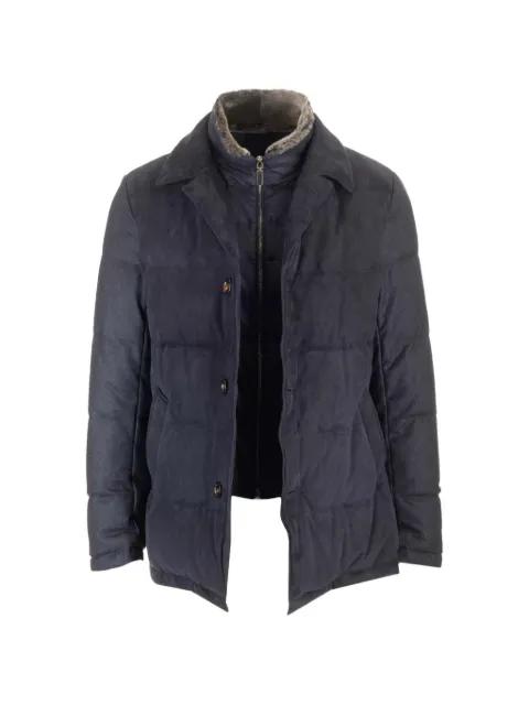 shearling-collar suede-panel padded jacket by AL DUCA D'AOSTA 1902