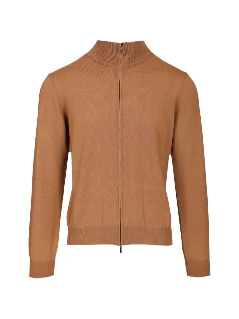zip-up ribbed-trim sweater by AL DUCA D'AOSTA 1902