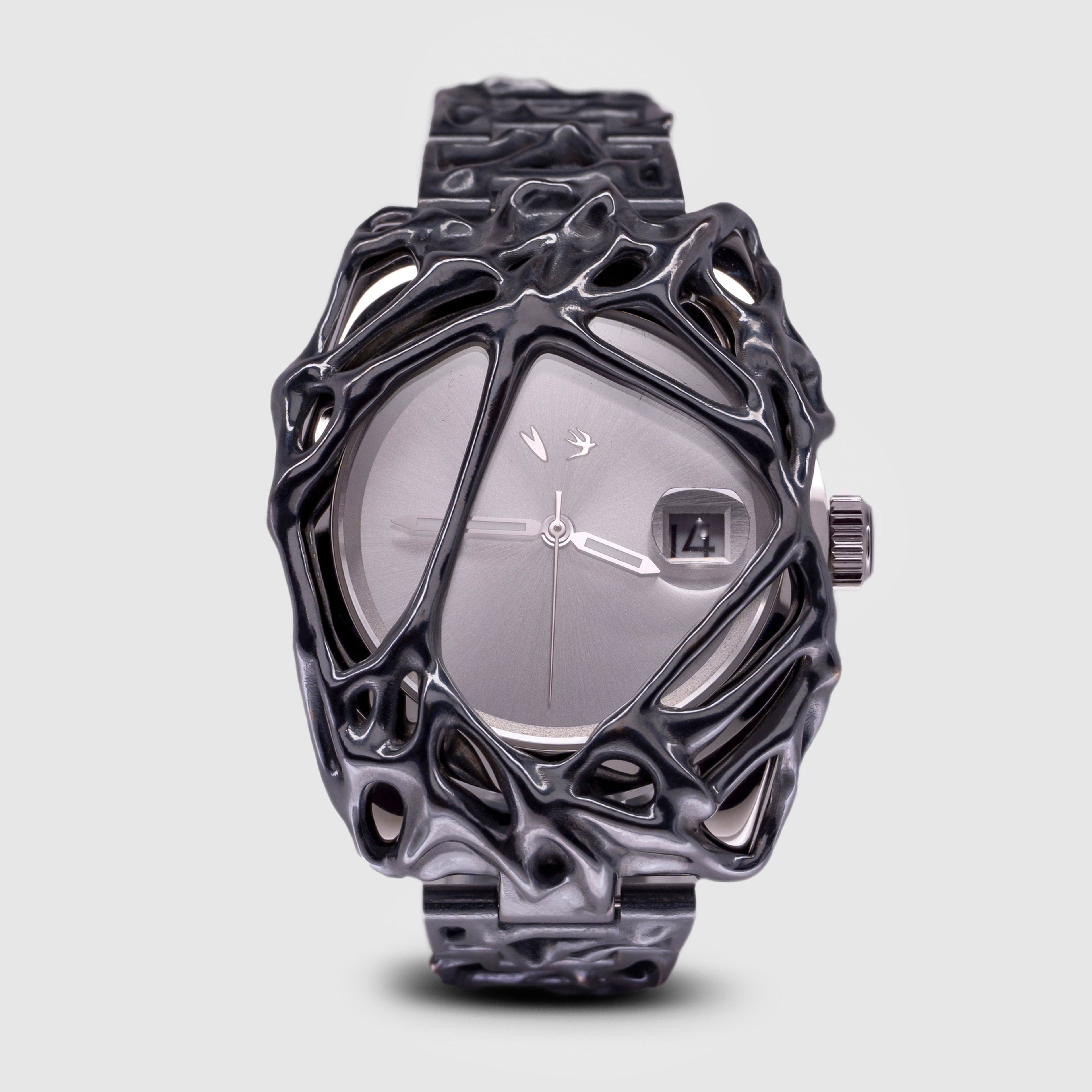 Alabaster Industries Black Sinew Meteor Watch (Silver) by ALABASTER INDUSTRIES LLC