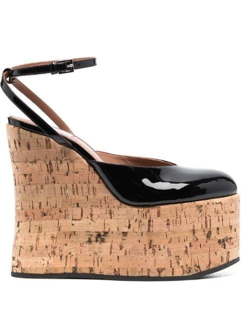 150mm patent-finish wedge sandals by ALAIA