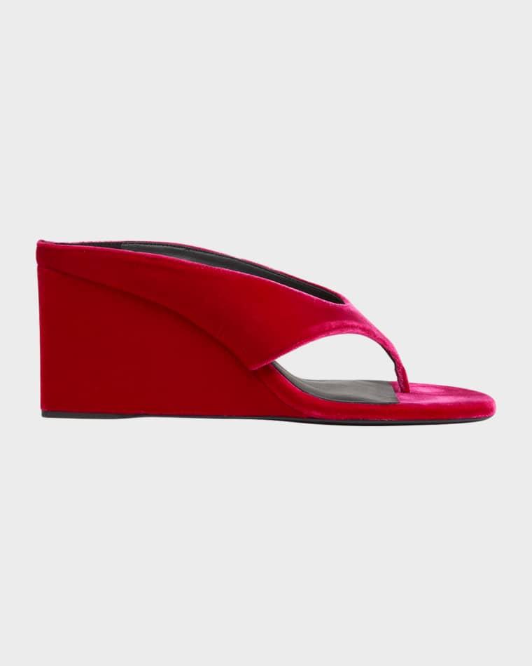 75mm Velvet Wedge Thong Sandals by ALAIA