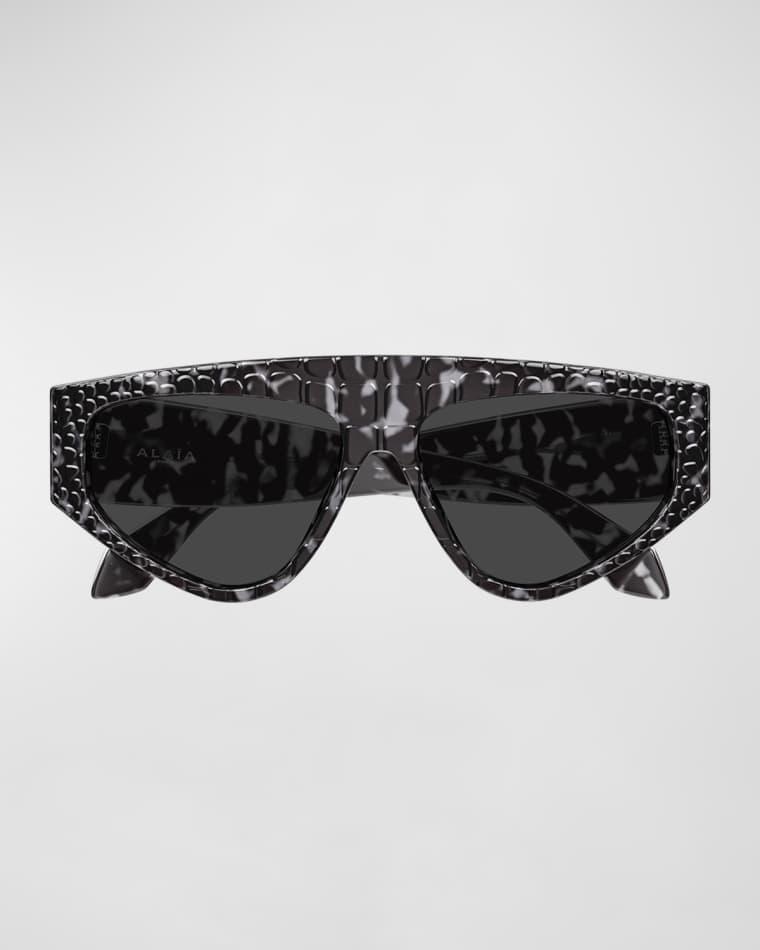 99mm Croc-Embossed Acetate Cat-Eye Sunglasses by ALAIA