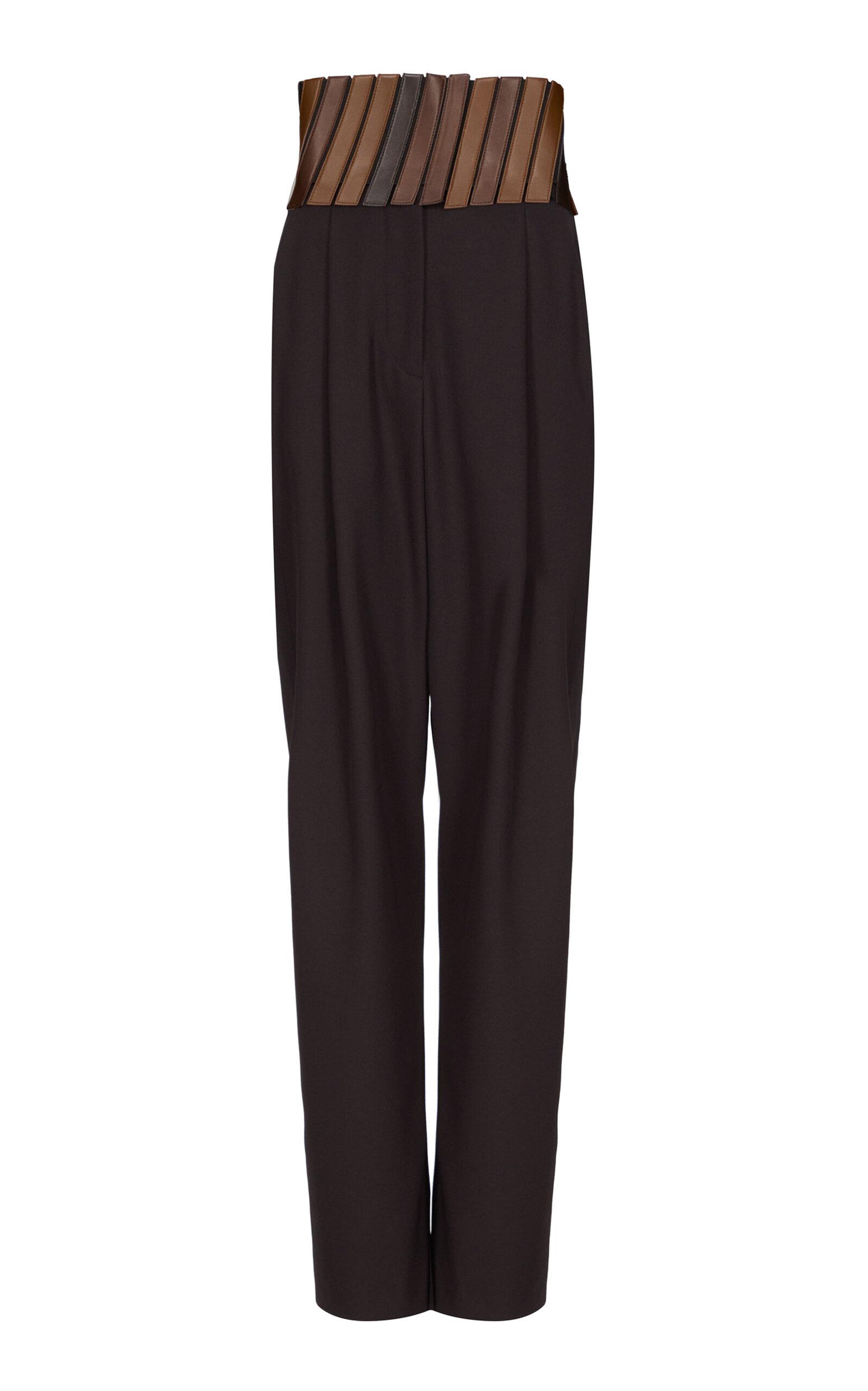 ALAÏA Belted Wool Straight-Leg Pants - Moda Operandi by ALAIA