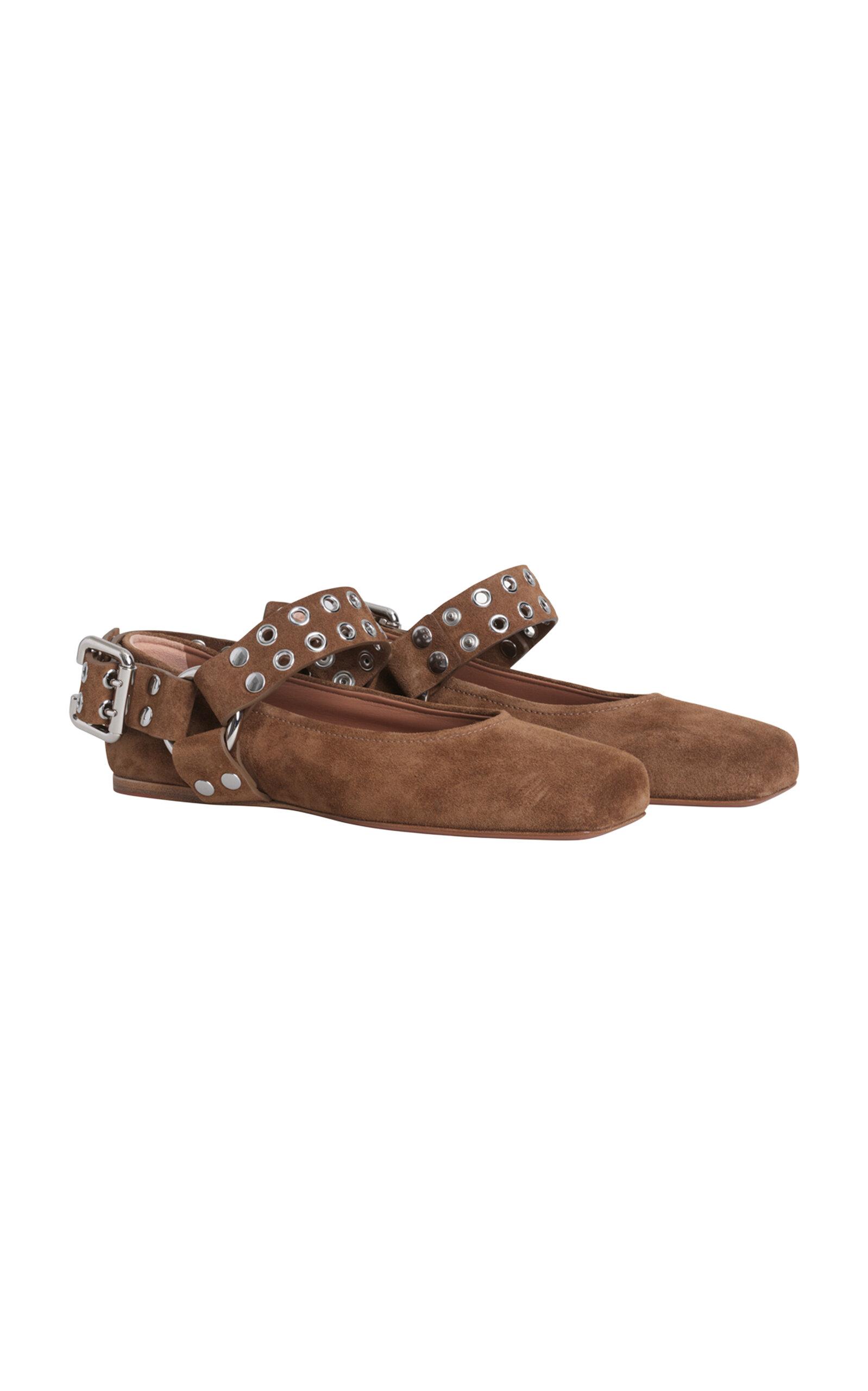 ALAÏA Biker Suede Ballet Flats - Moda Operandi by ALAIA