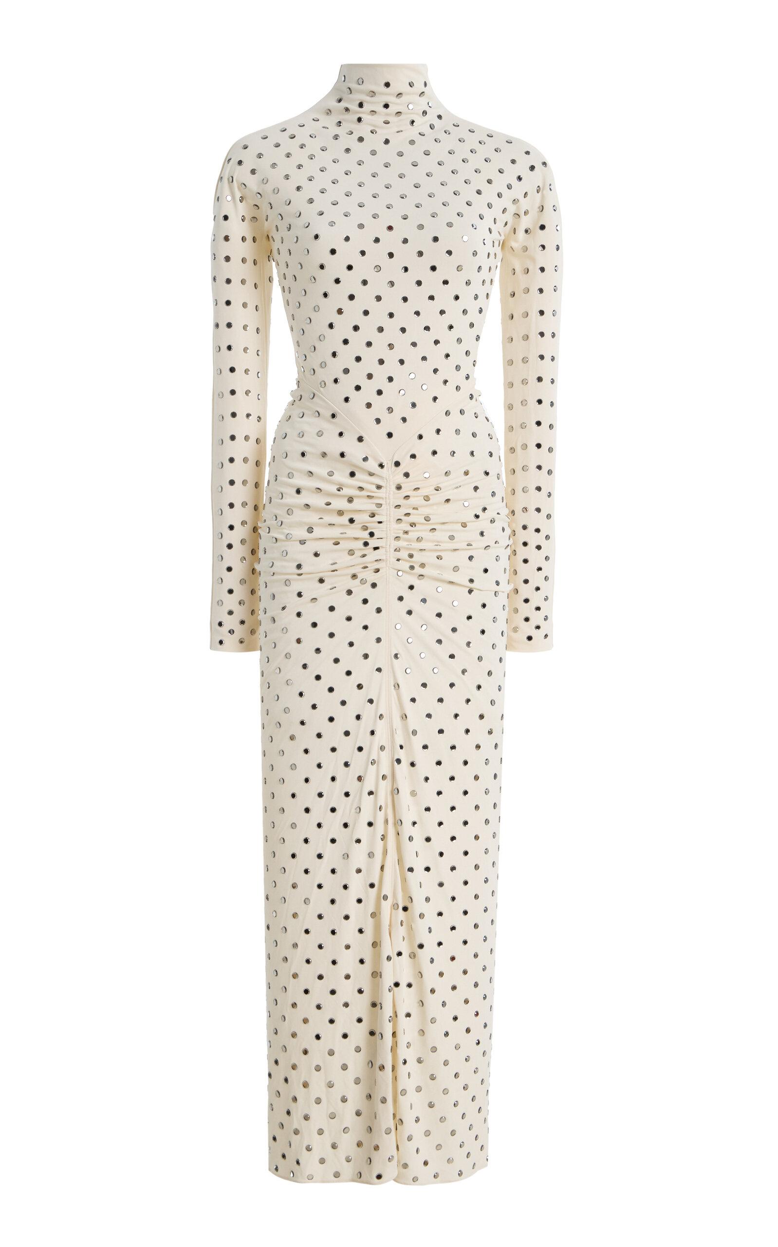 ALAÏA Crystal-Embellished Ruched Georgette Maxi Dress - Moda Operandi by ALAIA